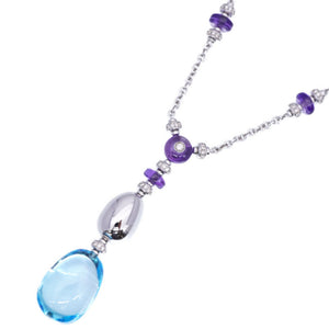 新品同様 ブルガリ メディテラネアン エデン K18WG トパーズ アメジスト ダイヤ 750 ネックレス ダイヤモンド ジュエリー 0005【中古】BVLGARI アクセサリー