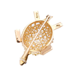 新品同様 カルティエ タートル 750YG ダイヤ/サファイア ブローチ K18YG/ダイヤモンド/サファイア ゴールド カメ 亀モチーフ アクセサリー 0006【中古】CARTIER レディース