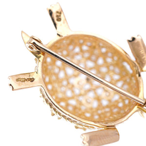 新品同様 カルティエ タートル 750YG ダイヤ/サファイア ブローチ K18YG/ダイヤモンド/サファイア ゴールド カメ 亀モチーフ アクセサリー 0006【中古】CARTIER レディース