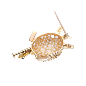 新品同様 カルティエ タートル 750YG ダイヤ/サファイア ブローチ K18YG/ダイヤモンド/サファイア ゴールド カメ 亀モチーフ アクセサリー 0006【中古】CARTIER レディース