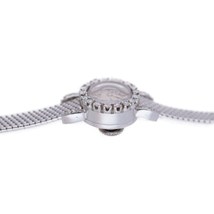 美品 ジャガールクルト ダイヤベゼル 金無垢 裏リューズ 手巻き 腕時計 K18WG/ダイヤモンド ホワイトゴールド ジャガー ルクルト 0010【中古】JAEGER-LECOULTRE レディース