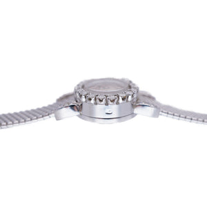 美品 ジャガールクルト ダイヤベゼル 金無垢 裏リューズ 手巻き 腕時計 K18WG/ダイヤモンド ホワイトゴールド ジャガー ルクルト 0010【中古】JAEGER-LECOULTRE レディース