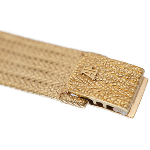 美品 オーデマピゲ スケルトン 金無垢 サファイヤ ダイヤ 手巻き 腕時計 750 K18YG/K14KT ダイヤモンド ゴールド 0011【中古】AUDEMARS PIGUET メンズ