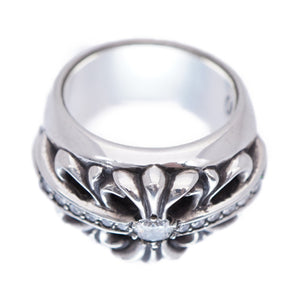 美品 クロムハーツ フローラルクロス 純正ダイヤ リング シルバー925/ダイヤモンド 7号 指輪 シルバー 0017【中古】CHROME HEARTS