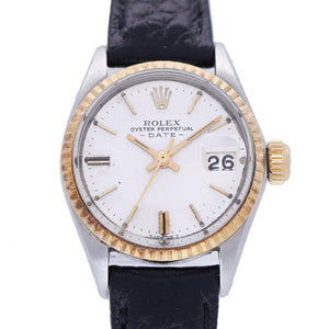 ロレックス オイスターパーペチュアル デイト 6517 自動巻き 腕時計 ヴィンテージ アンティーク  K18YG/SS シルバー文字盤 0023【中古】ROLEX レディース