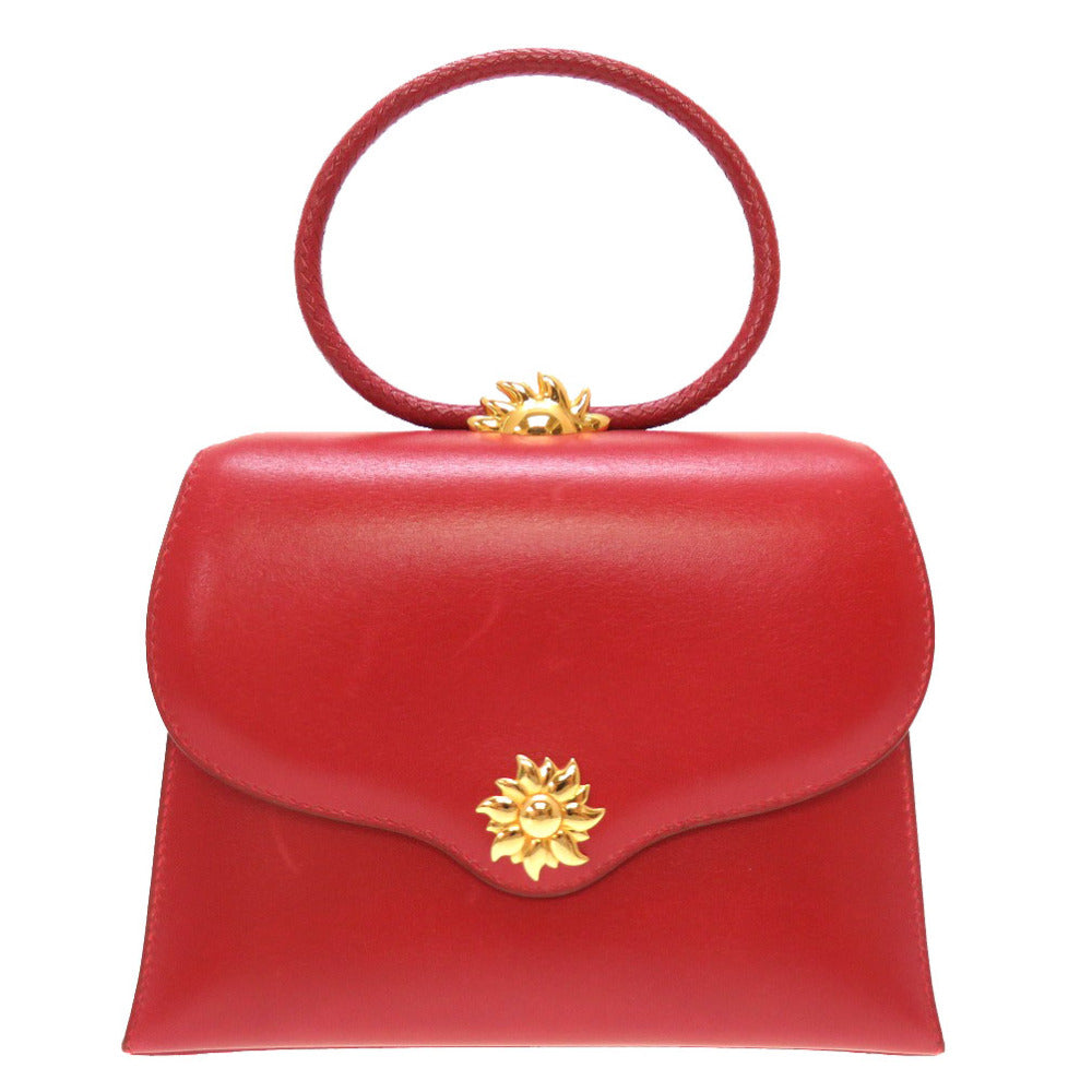 美品 エルメス 太陽 ボックスカーフ ルージュヴィフ ゴールド金具 ヴィンテージ 〇X刻印 ハンドバッグ 赤 0025 【中古】 HERMES