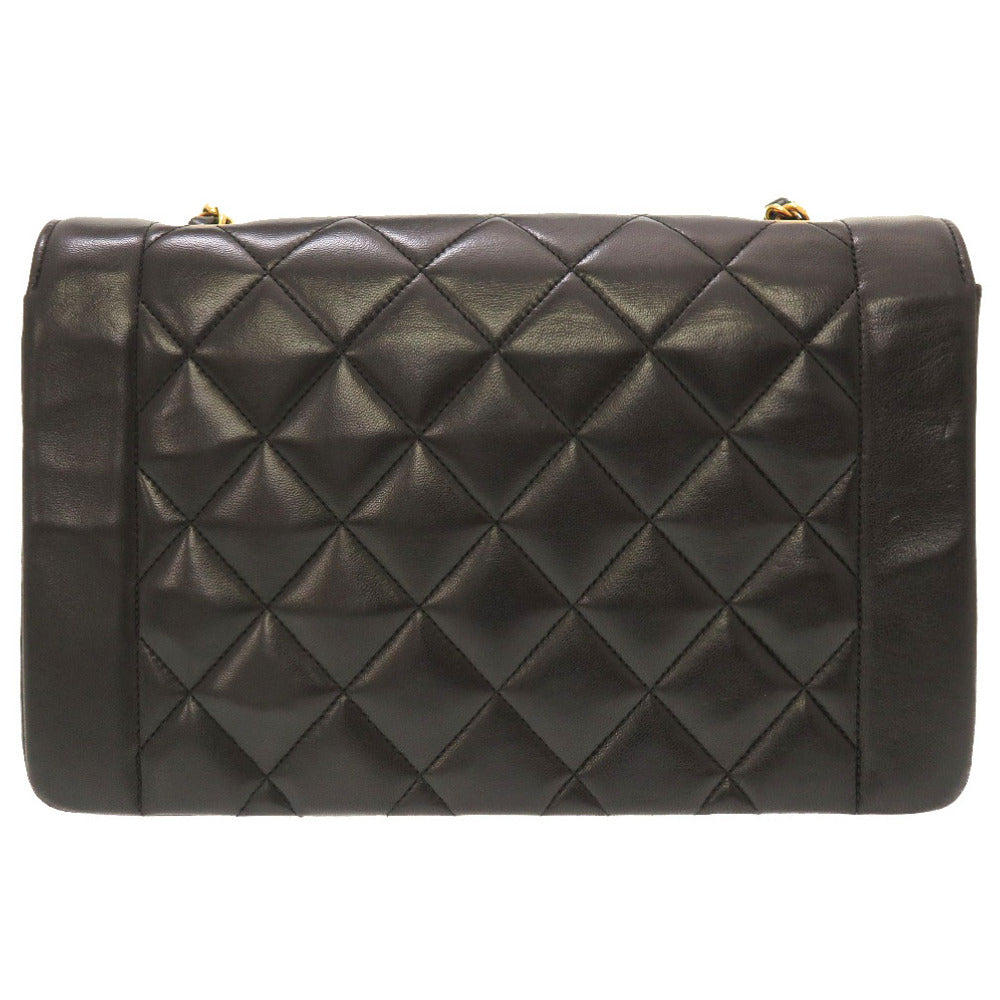 美品 シャネル ダイアナ25 ミディアム マトラッセ ラムスキン ブラック ゴールドチェーン ショルダーバッグ 3番台 ココマーク ターンロック 黒 0034 【中古】 CHANEL
