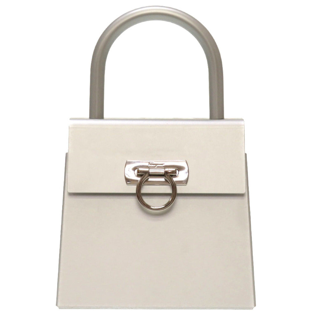 美品 サルヴァトーレ フェラガモ ガンチーニ アルミ シルバー AU-21 6716 ハンドバッグ バッグ 0045 【中古】 Salvatore Ferragamo