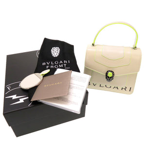 未使用 ブルガリ × フラグメント セルペンティ レザー ホワイトアゲート ネオンイエロー BC/K19/289523 2WAY ハンドバッグ バッグ 0046 【中古】 BVLGARI × FRAGMENT