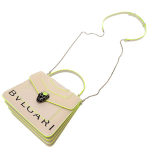 未使用 ブルガリ × フラグメント セルペンティ レザー ホワイトアゲート ネオンイエロー BC/K19/289523 2WAY ハンドバッグ バッグ 0046 【中古】 BVLGARI × FRAGMENT