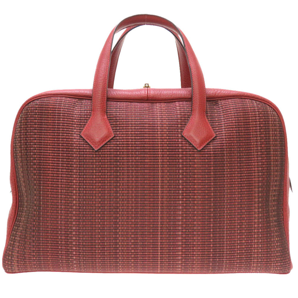 美品 エルメス ヴィクトリア43 クリノラン ブッフル ルージュアッシュ ゴールド金具 □F刻印 ボストンバッグ バッグ 赤 0048 【中古】 HERMES レッド