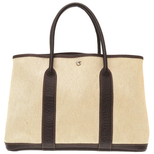 エルメス ガーデンパーティPM 36 トワルアッシュ ブッフル マロン □G刻印 ハンドバッグ バッグ 茶 0051 【中古】 HERMES