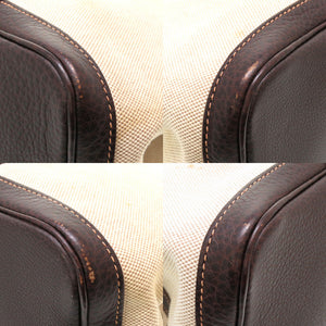 エルメス ガーデンパーティPM 36 トワルアッシュ ブッフル マロン □G刻印 ハンドバッグ バッグ 茶 0051 【中古】 HERMES