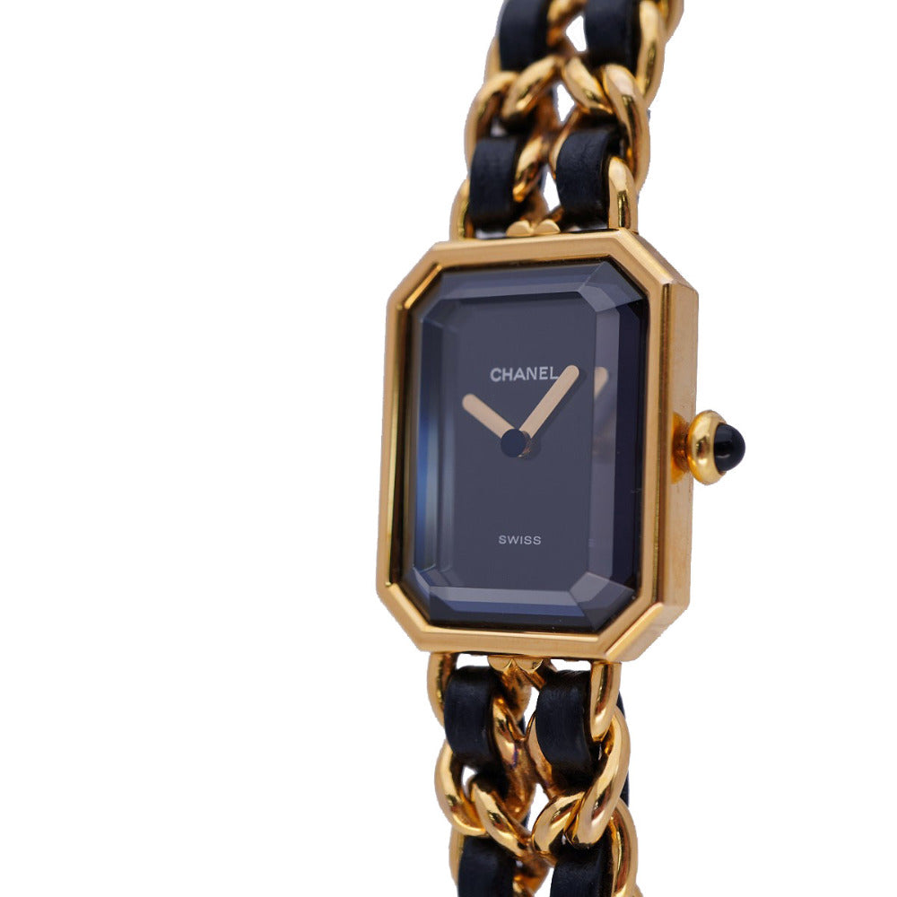 美品 シャネル プルミエール  Lサイズ H0001 クオーツ 腕時計 ゴールド/ブラック 黒文字盤 0067【中古】CHANEL レディース