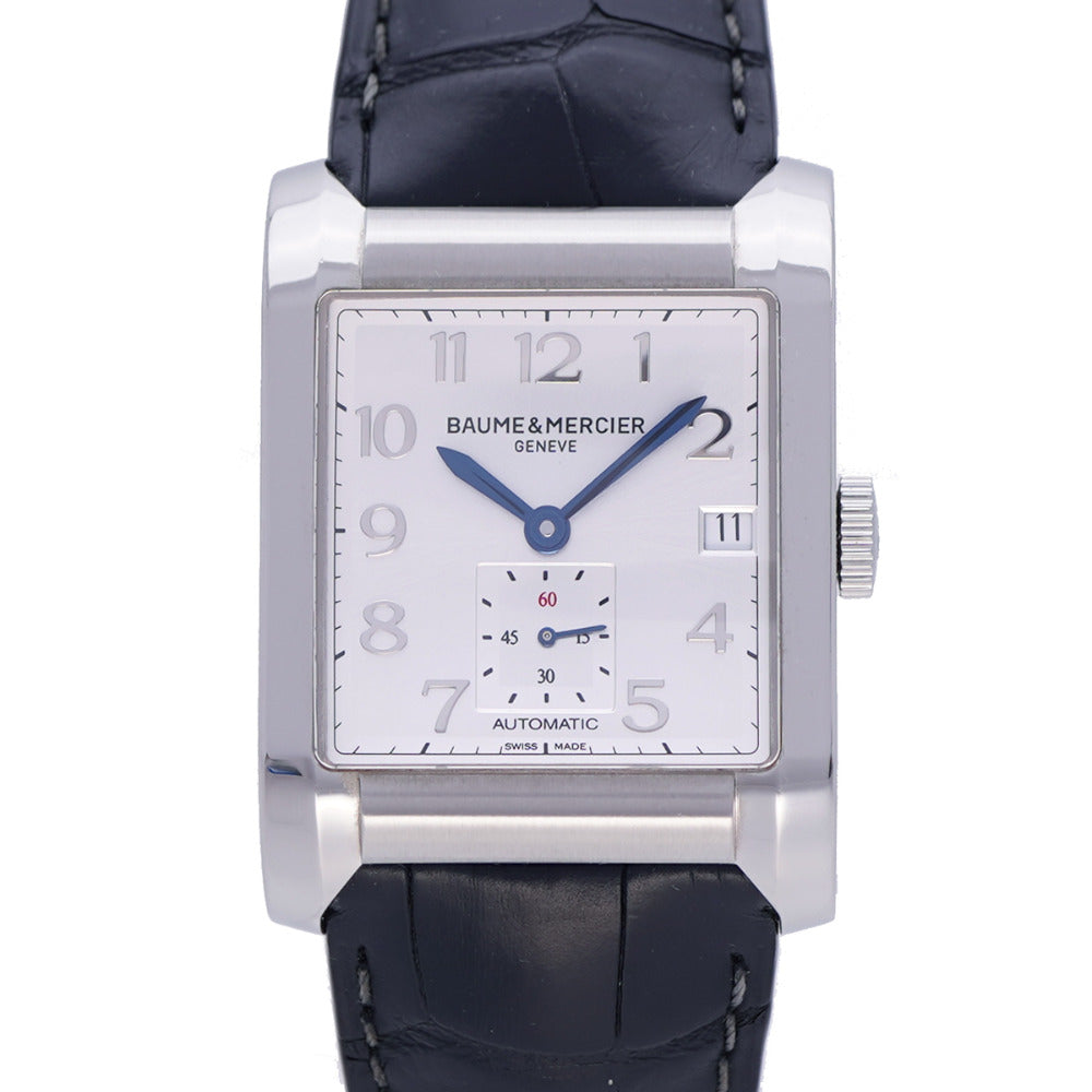 ボーム＆メルシェ ハンプトン 自動巻き 腕時計 65697 SS/型押しレザー シルバー文字盤 0068【中古】Baume & Mercier メンズ