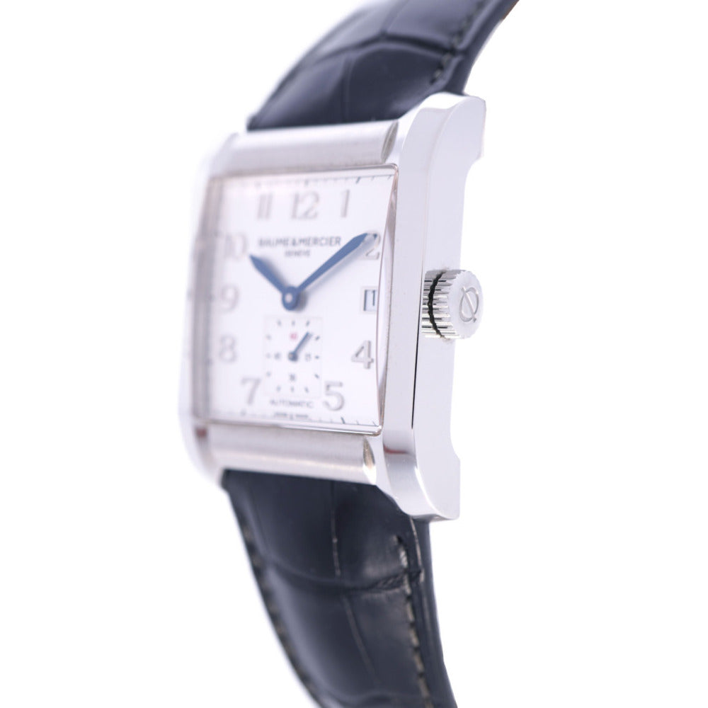 ボーム＆メルシェ ハンプトン 自動巻き 腕時計 65697 SS/型押しレザー シルバー文字盤 0068【中古】Baume & Mercier メンズ