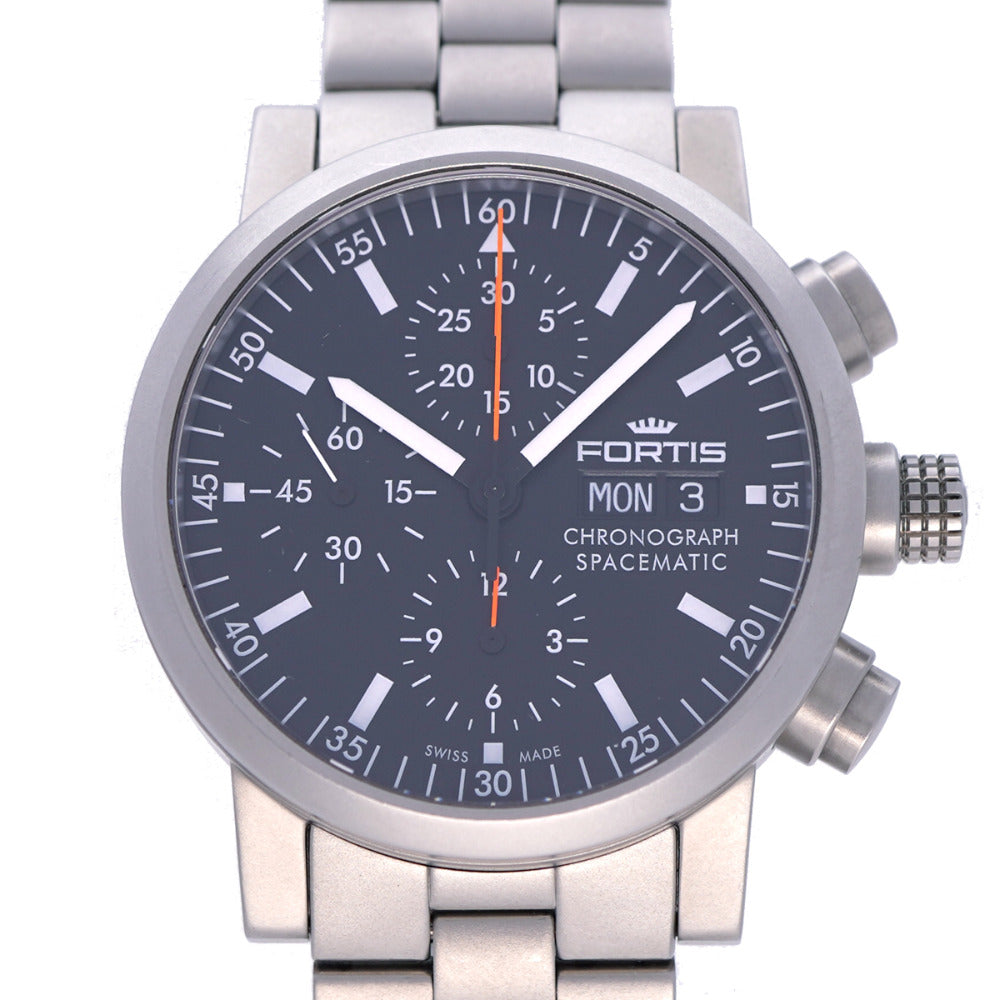 美品 フォルティス スペースマティック クロノグラフ 625.22.141.1 自動巻き 腕時計 SS ブラック 黒文字盤 0069【中古】FORTIS メンズ