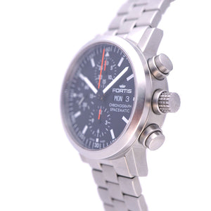 美品 フォルティス スペースマティック クロノグラフ 625.22.141.1 自動巻き 腕時計 SS ブラック 黒文字盤 0069【中古】FORTIS メンズ