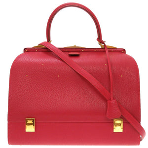 美品 エルメス サック マレット スティール フィヨルド ルージュヴィフ ゴールド金具 〇X刻印 ハンドバッグ バッグ 赤 0080 【中古】 HERMES