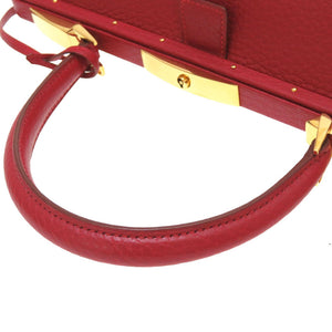美品 エルメス サック マレット スティール フィヨルド ルージュヴィフ ゴールド金具 〇X刻印 ハンドバッグ バッグ 赤 0080 【中古】 HERMES