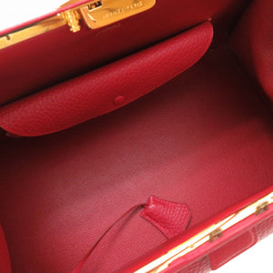 美品 エルメス サック マレット スティール フィヨルド ルージュヴィフ ゴールド金具 〇X刻印 ハンドバッグ バッグ 赤 0080 【中古】 HERMES