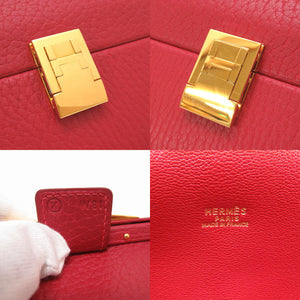 美品 エルメス サック マレット スティール フィヨルド ルージュヴィフ ゴールド金具 〇X刻印 ハンドバッグ バッグ 赤 0080 【中古】 HERMES