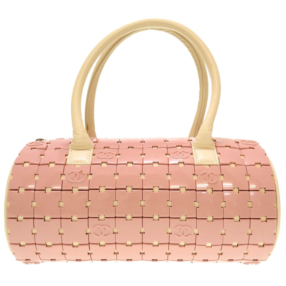 美品 シャネル ダッフルバッグ プラスチック レザー ピンク ホワイト 6番台 ハンドバッグ バッグ 0082 【中古】 CHANEL