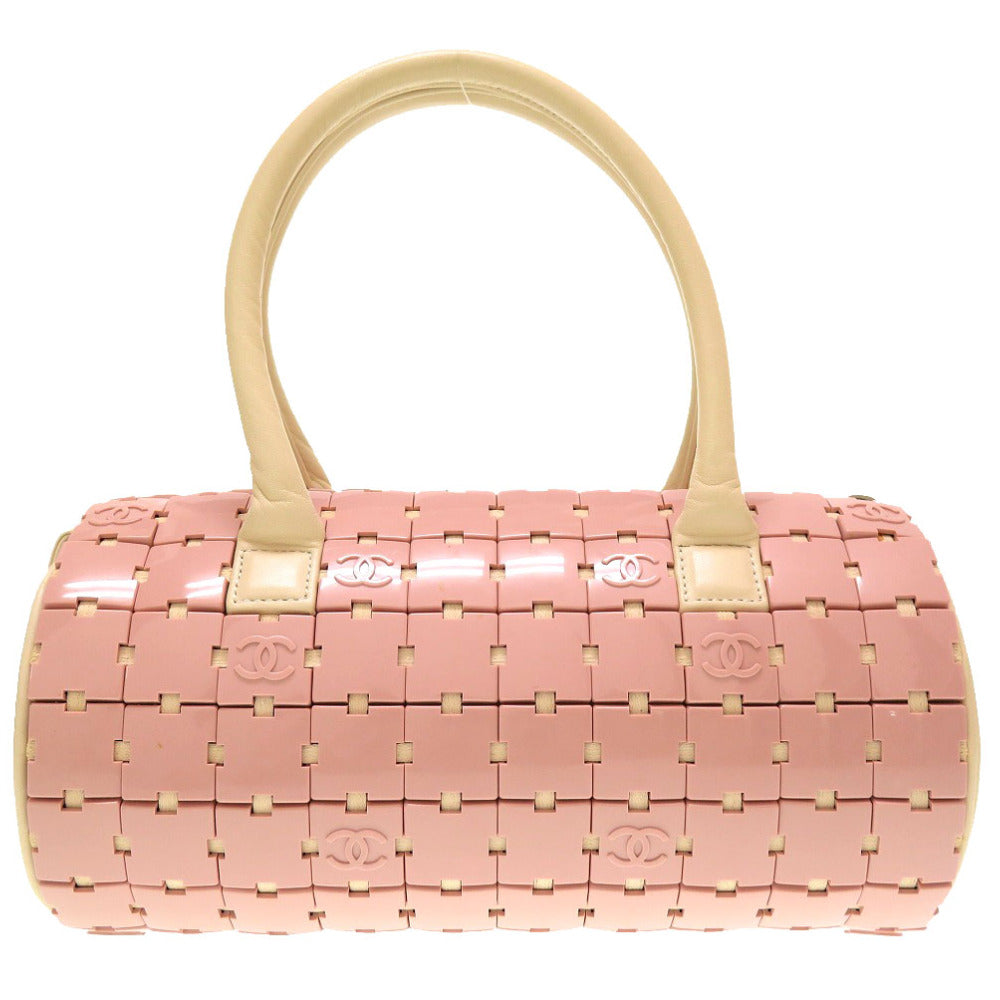 美品 シャネル ダッフルバッグ プラスチック レザー ピンク ホワイト 6番台 ハンドバッグ バッグ 0082 【中古】 CHANEL