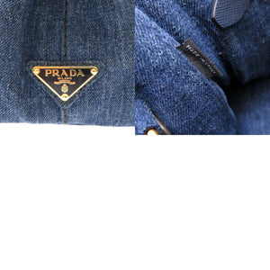 美品 プラダ カナパ デニム ブルー 2WAY ハンドバッグ バッグ 青 0088 【中古】 PRADA