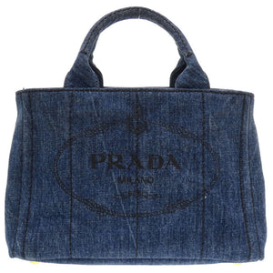 美品 プラダ カナパ デニム ブルー 2WAY ハンドバッグ バッグ 青 0088 【中古】 PRADA