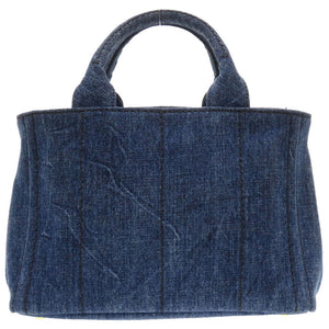 美品 プラダ カナパ デニム ブルー 2WAY ハンドバッグ バッグ 青 0088 【中古】 PRADA