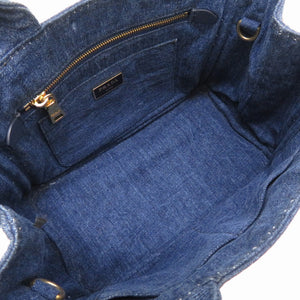 美品 プラダ カナパ デニム ブルー 2WAY ハンドバッグ バッグ 青 0088 【中古】 PRADA