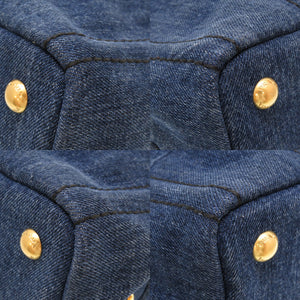 美品 プラダ カナパ デニム ブルー 2WAY ハンドバッグ バッグ 青 0088 【中古】 PRADA