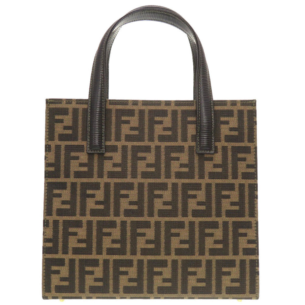 美品 フェンディ ズッカ レザー キャンバス ブラウン ブラック 2WAY ハンドバッグ バッグ 茶 0090 【中古】 FENDI