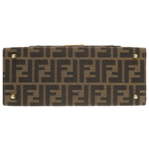 美品 フェンディ ズッカ レザー キャンバス ブラウン ブラック 2WAY ハンドバッグ バッグ 茶 0090 【中古】 FENDI