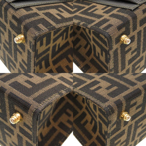 美品 フェンディ ズッカ レザー キャンバス ブラウン ブラック 2WAY ハンドバッグ バッグ 茶 0090 【中古】 FENDI