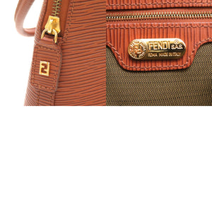 美品 フェンディ ヴィンテージ レザー ブラウン ロゴ金具 ゴールド金具 ハンドバッグ バッグ 茶 0092 【中古】 FENDI