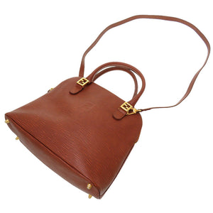 美品 フェンディ ヴィンテージ レザー ブラウン ロゴ金具 ゴールド金具 ハンドバッグ バッグ 茶 0092 【中古】 FENDI