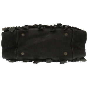 クロムハーツ デストロイ レザー セメタリークロス フリンジ ブラック ジムバッグ ボストンバッグ バッグ 黒 0096 【中古】 CHROME HEARTS