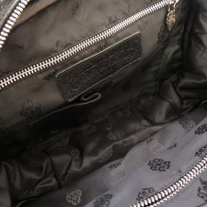 クロムハーツ デストロイ レザー セメタリークロス フリンジ ブラック ジムバッグ ボストンバッグ バッグ 黒 0096 【中古】 CHROME HEARTS