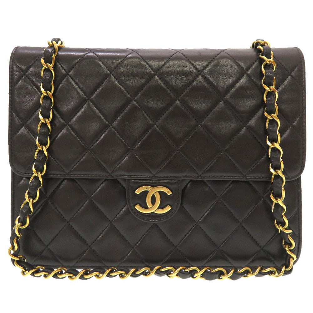 シャネル ラムスキン ブラック マトラッセ 3番台 ゴールドチェーン ショルダーバッグ バッグ 黒 0097 【中古】 CHANEL