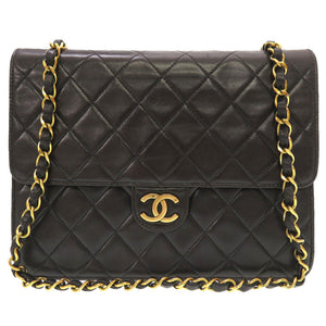 シャネル ラムスキン ブラック マトラッセ 3番台 ゴールドチェーン ショルダーバッグ バッグ 黒 0097 【中古】 CHANEL