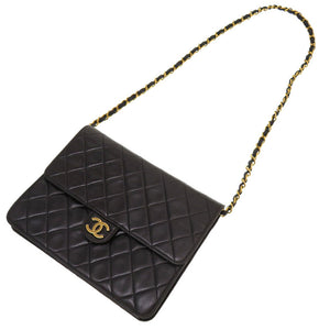 シャネル ラムスキン ブラック マトラッセ 3番台 ゴールドチェーン ショルダーバッグ バッグ 黒 0097 【中古】 CHANEL