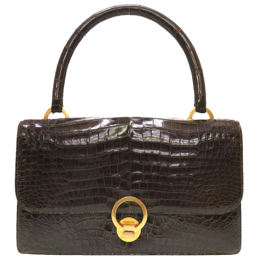エルメス リングドゥ ポロサス ブラウン ゴールド金具 ハンドバッグ バッグ 茶 ヴィンテージ 0099 【中古】 HERMES