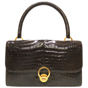 エルメス リングドゥ ポロサス ブラウン ゴールド金具 ハンドバッグ バッグ 茶 ヴィンテージ 0099 【中古】 HERMES