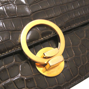 エルメス リングドゥ ポロサス ブラウン ゴールド金具 ハンドバッグ バッグ 茶 ヴィンテージ 0099 【中古】 HERMES