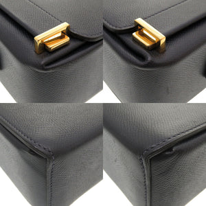 エルメス クシュベル ネイビー ゴールド金具 ヴィンテージ ハンドバッグ バッグ 紺 0100 【中古】 HERMES