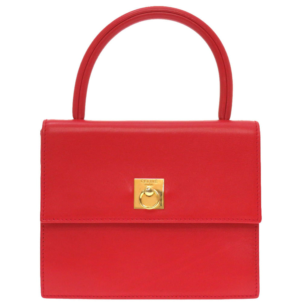 美品 セリーヌ レザー レッド ヴィンテージ ハンドバッグ バッグ 赤 0103 【中古】 CELINE