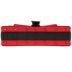 美品 クリスチャン ディオール ラインストーン サテン ストーン レッド ロゴ ハンドバッグ バッグ 赤 0104 【中古】 Christian Dior