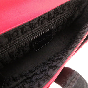 美品 クリスチャン ディオール ラインストーン サテン ストーン レッド ロゴ ハンドバッグ バッグ 赤 0104 【中古】 Christian Dior